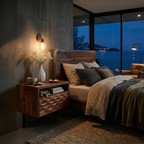 Modern Wooden Wall Mounted Nightstand With Open Shelf For Bedroom