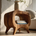 Modern Wood Nightstand With Rounded Edges For Bedroom