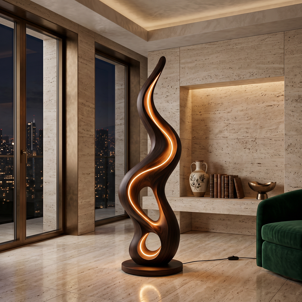 Organic Liquid Lamp With Shelf For Bedroom