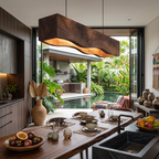 Long Wooden Pendant Light For Dining Tables
