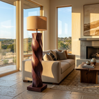 Minimalist Wood Floor Lamp Sculptural Form For Reading Nook
