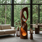 Modern Carved Wooden Floor Lamp For Living Room