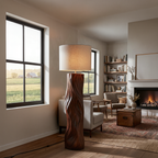 Contemporary Wood Floor Lamp Sculptural Design For Home Lobby