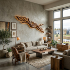 Rustic Wood LED Wall Sculpture With Undulating Shape For Bedroom Decor