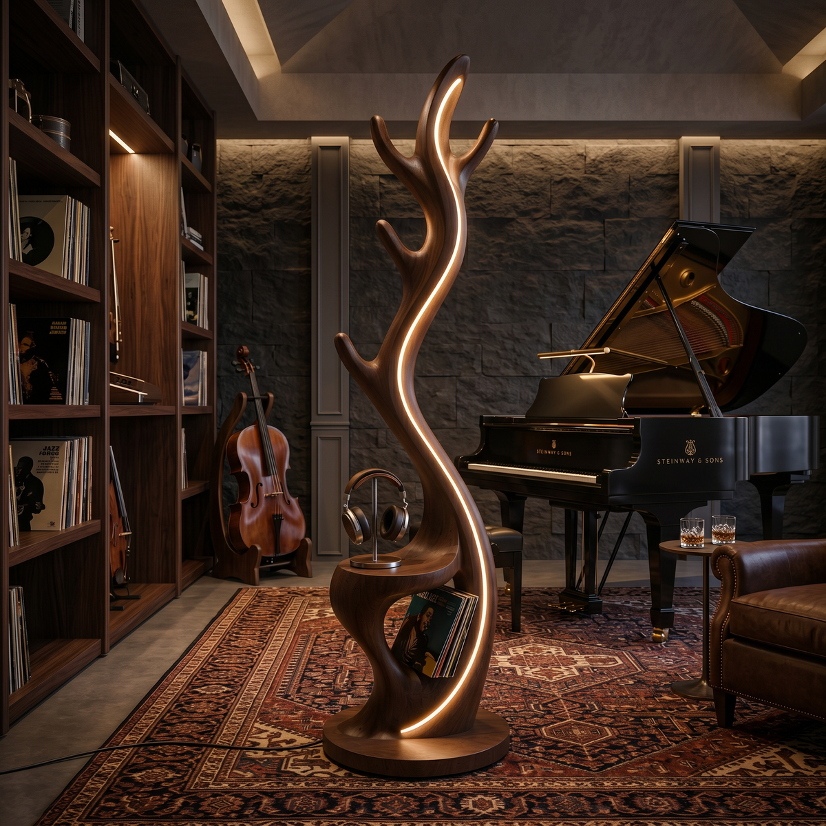 Minimalist Twig Lamp With Rack For Entryway