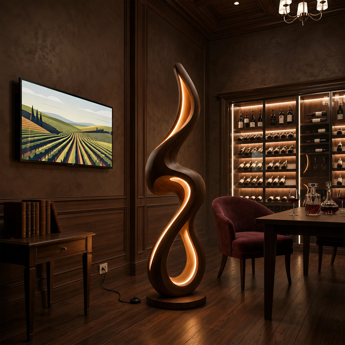 Minimalist Curved Lamp With Shelf For Lounge