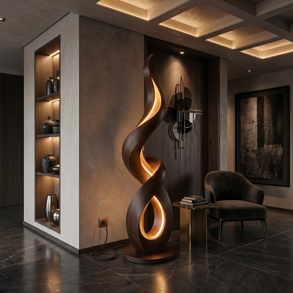Mid Century Candle Flame Floor Lamp For Interior