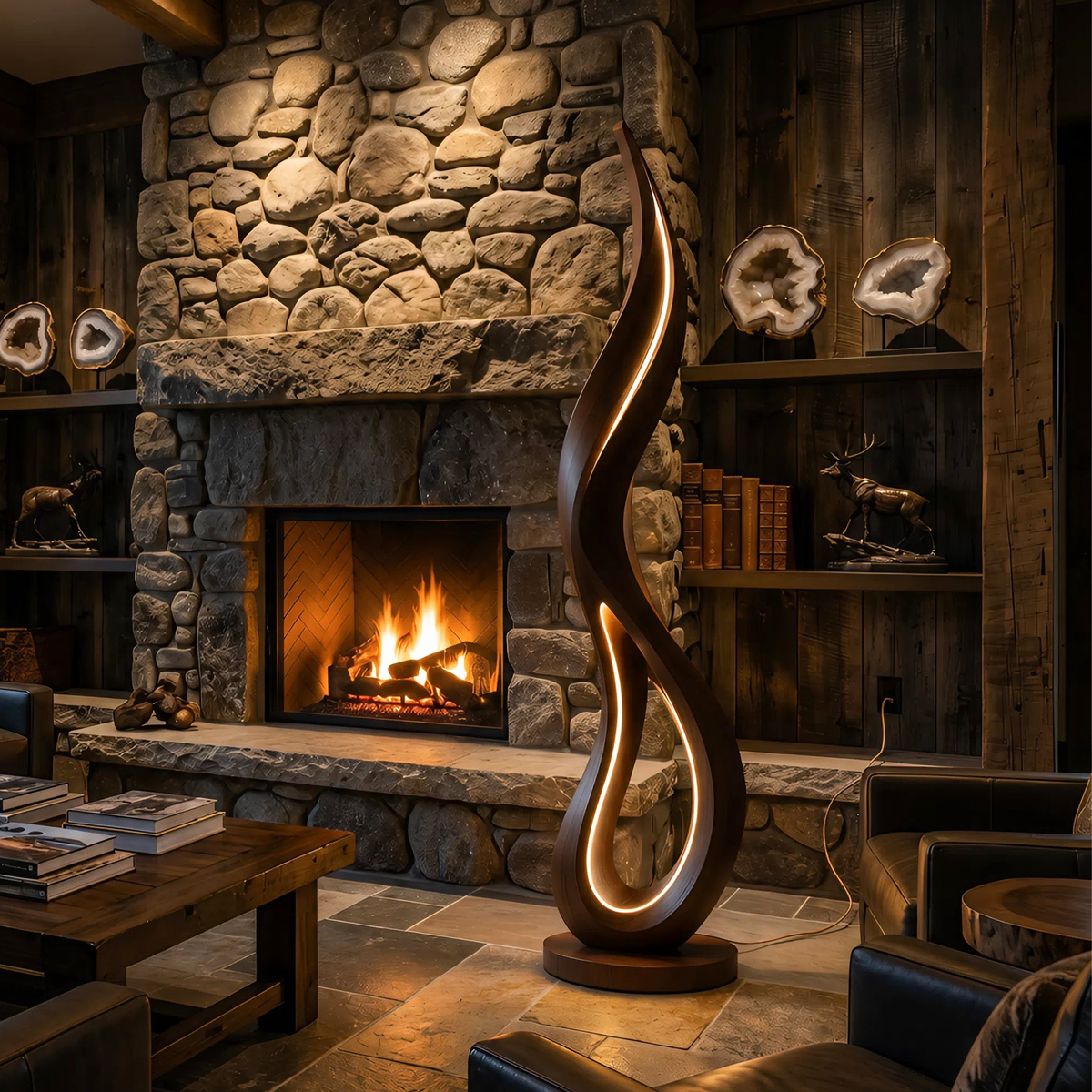 Contemporary Dancing Flame Floor Lamp For Living Room