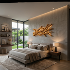 Rustic Sculptural Wood LED Wall Sculpture For Bedroom Interior