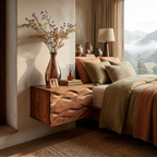 Minimalist Wooden Wall Mounted Nightstand For Small Bedroom