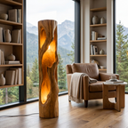 Rustic Natural Wood Floor Lamp For Statement Living Room