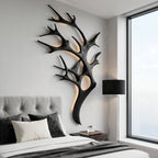 Contemporary Wooden Tree Wall Light For Bedroom