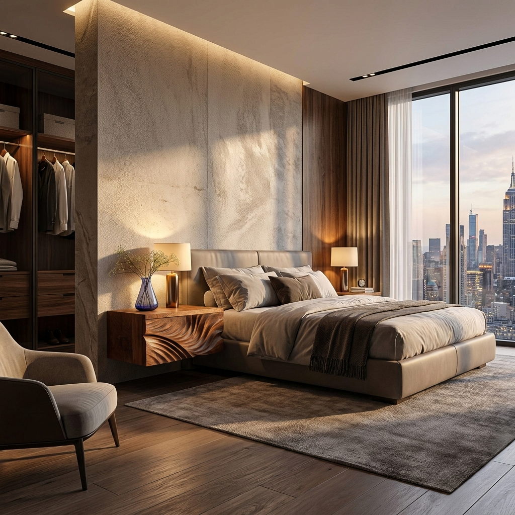 Elegant Wooden Floating Nightstand With Carved Front For Bedroom