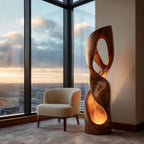 Modern Carved Wooden Floor Lamp For Living Room