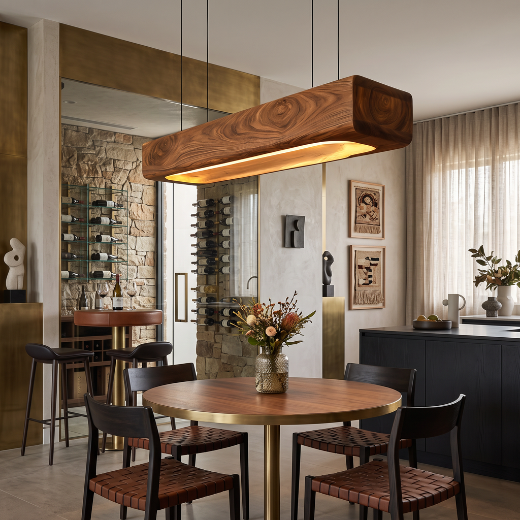 Organic Sculptural Wooden Pendant Light For Dining Room