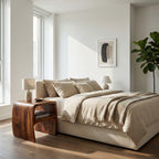 Modern Sculptural Nightstand With Open Storage For Bedroom
