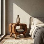 Modern Wood Nightstand With Rounded Edges For Bedroom