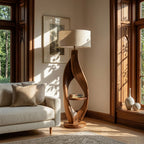 Organic Style Floor Lamp Natural Wood For Living Decor