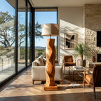 Minimalist Wood Floor Lamp Sculptural Form For Reading Nook