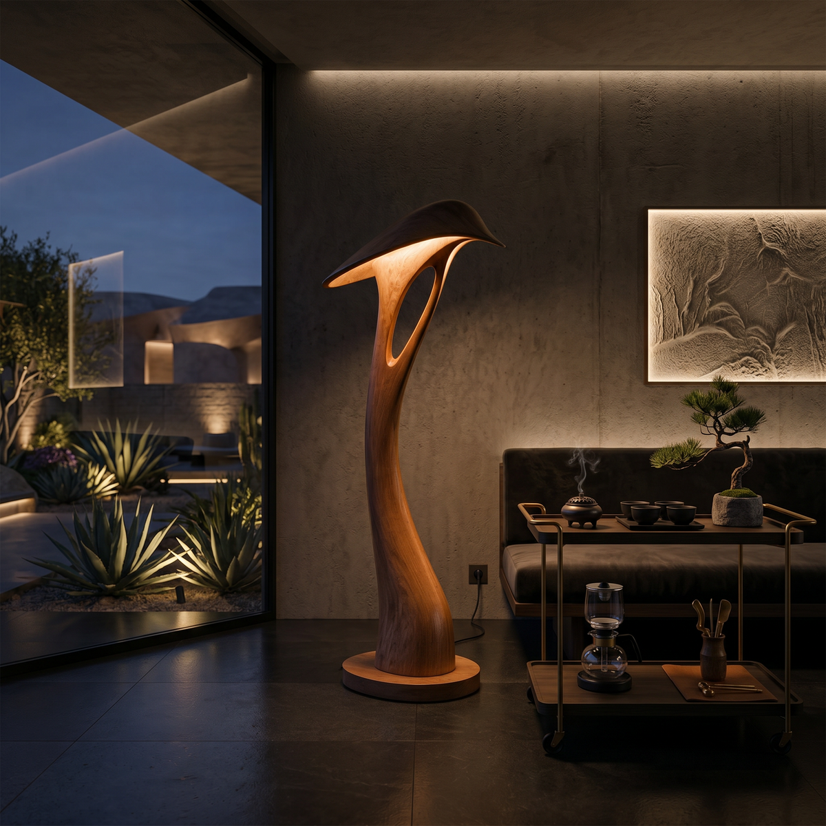 Organic Leaf Curve Floor Lamp For Reading Nook
