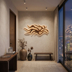 Artistic Wood LED Wall Sculpture Flowing Root Design For Bedroom Decor
