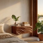 Contemporary Wooden Wall Mounted Nightstand For Bedroom Storage