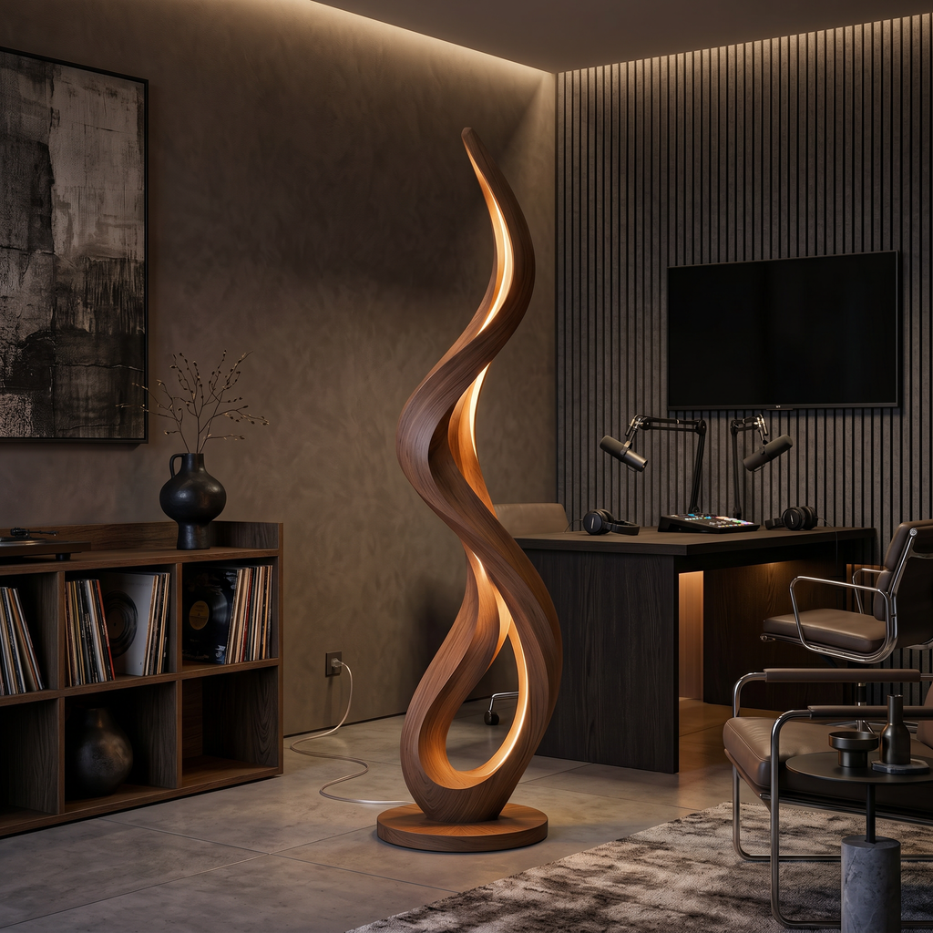 Modern Flowing Flame Floor Lamp For Lounge Area