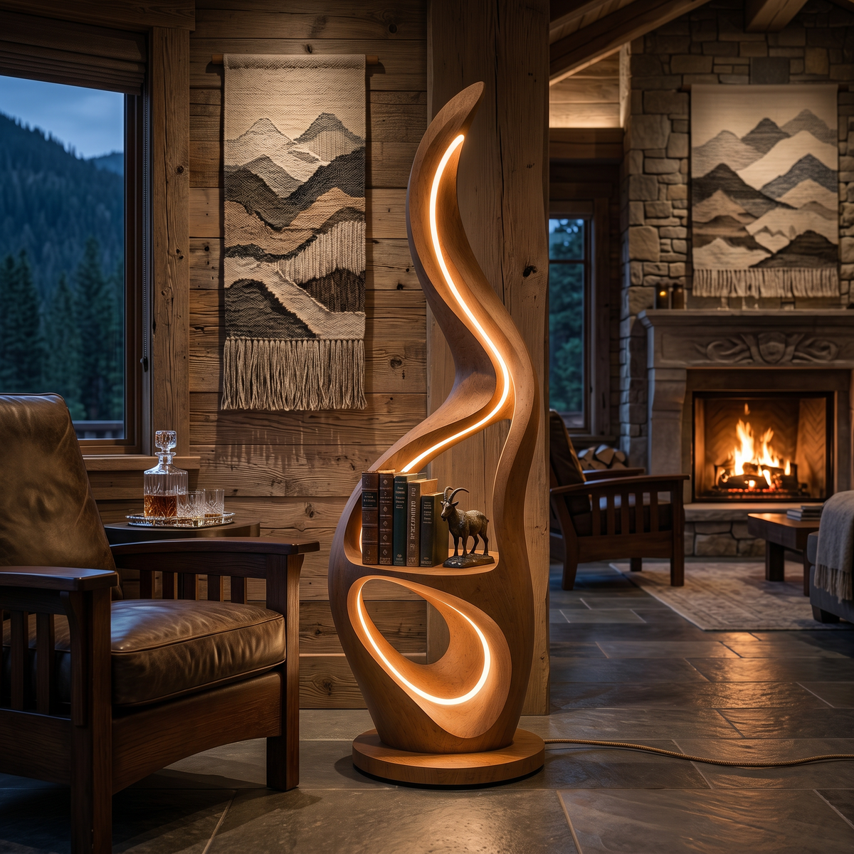 Contemporary Ring Lamp With Table For Lounge