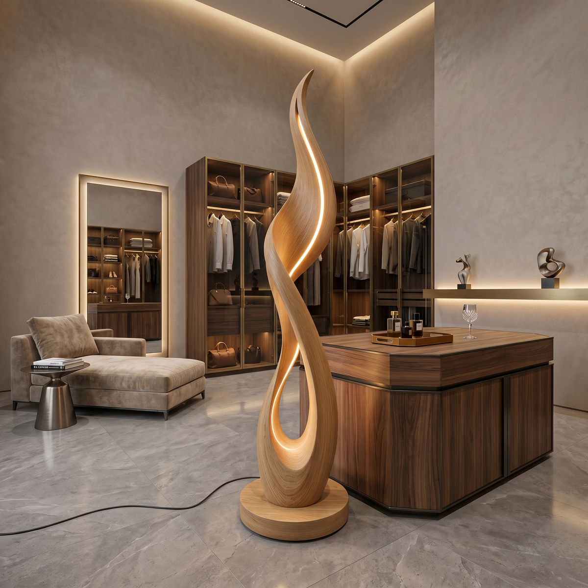 Modern Ribbon Flow Floor Lamp For Bedroom Corner