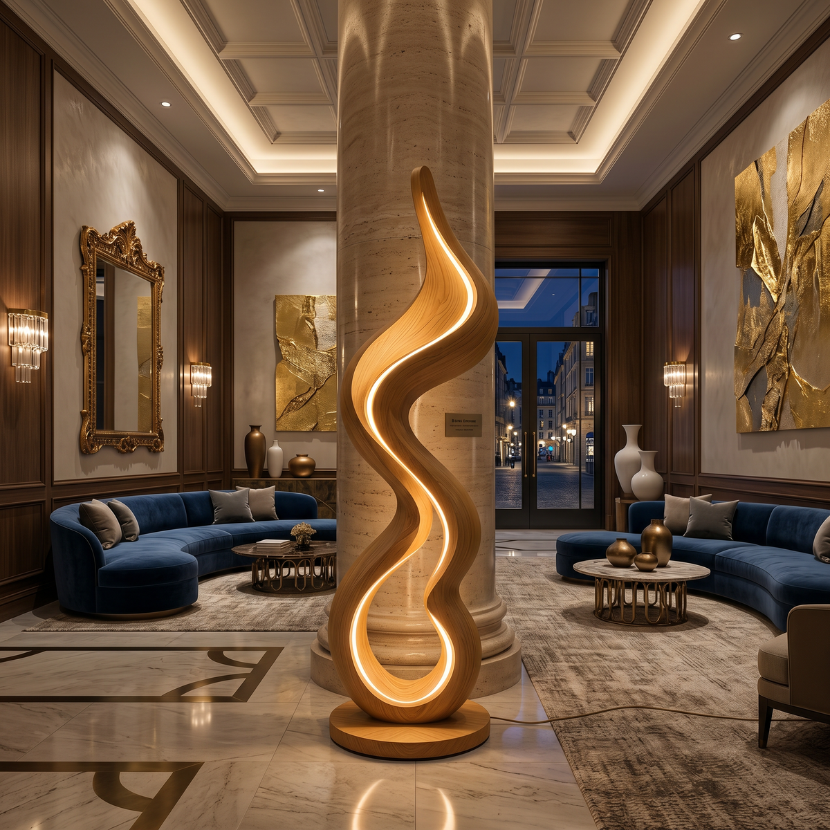 Modern Ribbon Lamp With Shelf For Living Room
