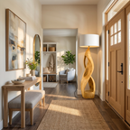 Modern Wooden Floor Lamp Twisted Body For Guest Room