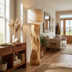 Contemporary Wood Floor Lamp Sculptural Design For Home Lobby
