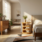 Wooden Nightstand Multi Layer Design For Modern Bedroom