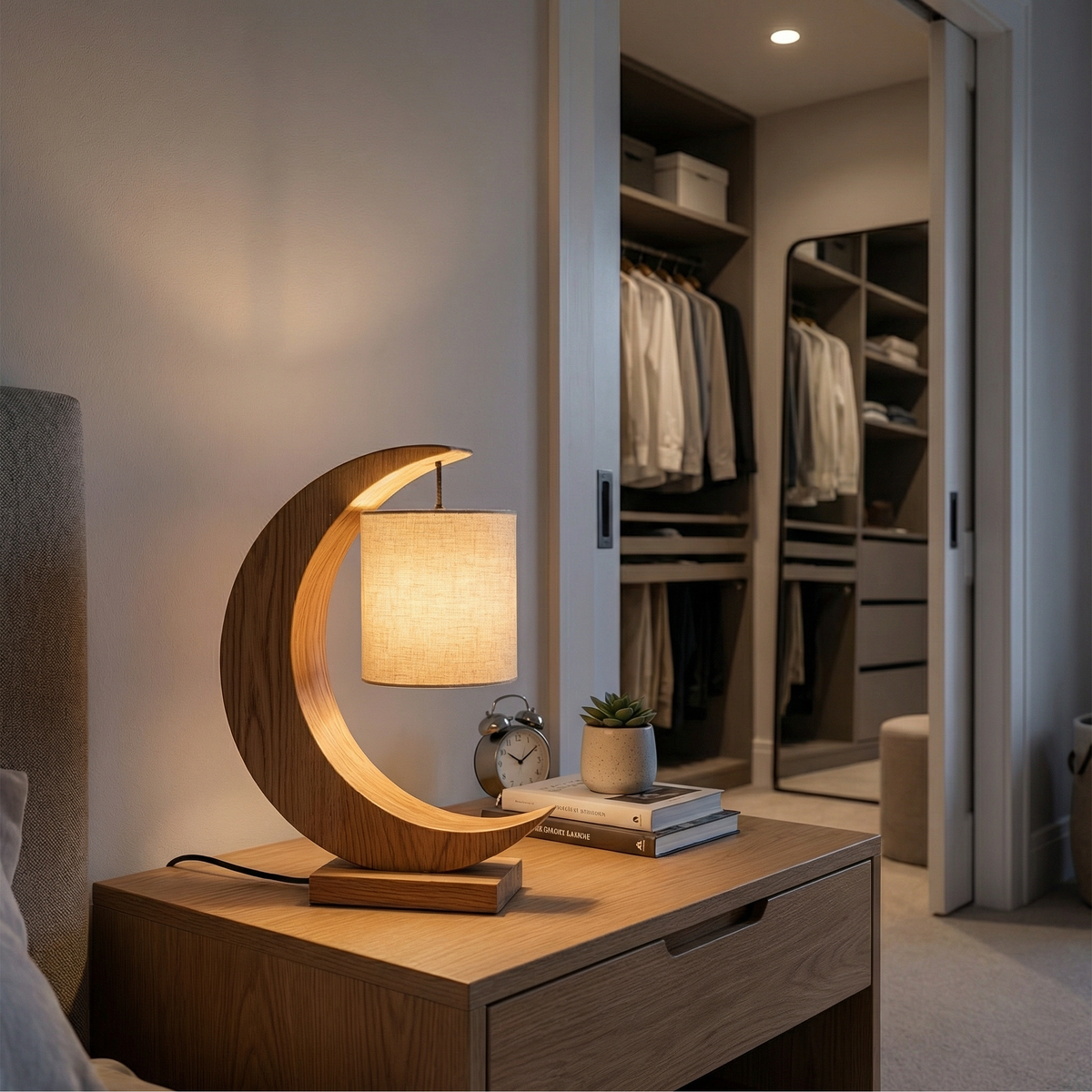Minimalist Sculptural Table Lamp Bedroom Apartment Reading Nook Corner