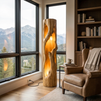 Rustic Natural Wood Floor Lamp For Statement Living Room
