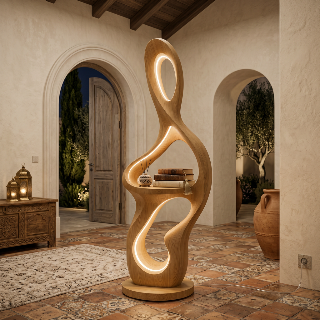 Mid Century Circle Lamp With Table For Entryway
