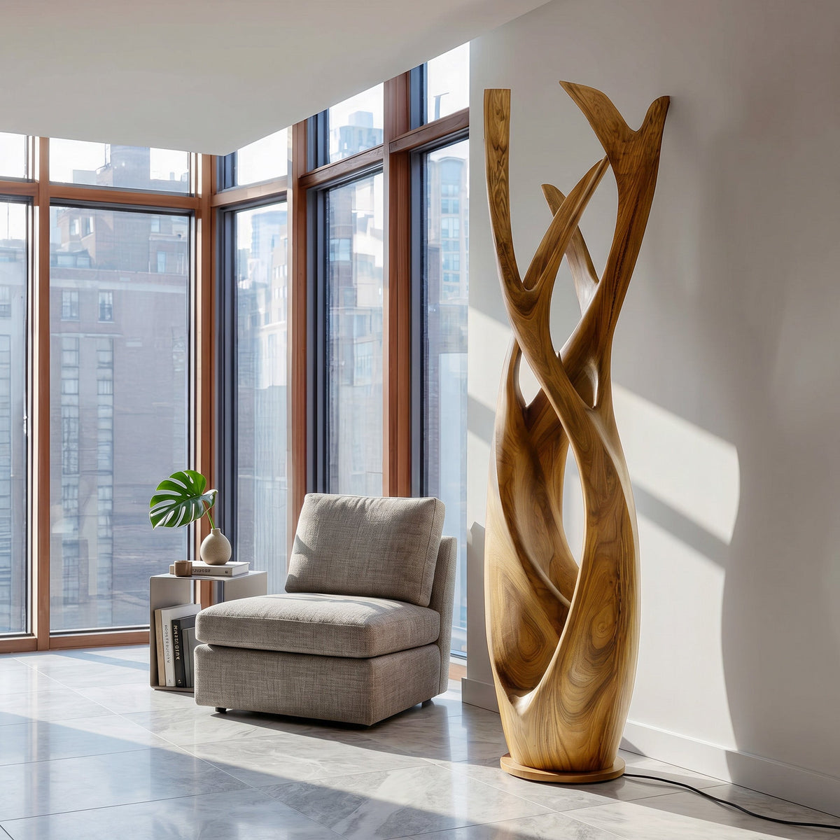 Wooden Floor Lamp For Contemporary Apartment
