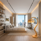 Wooden Sculptural Floor Lamp Flower Inspired For Home Decor