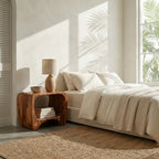 Modern Organic Wood Nightstand With Shelf For Bedroom