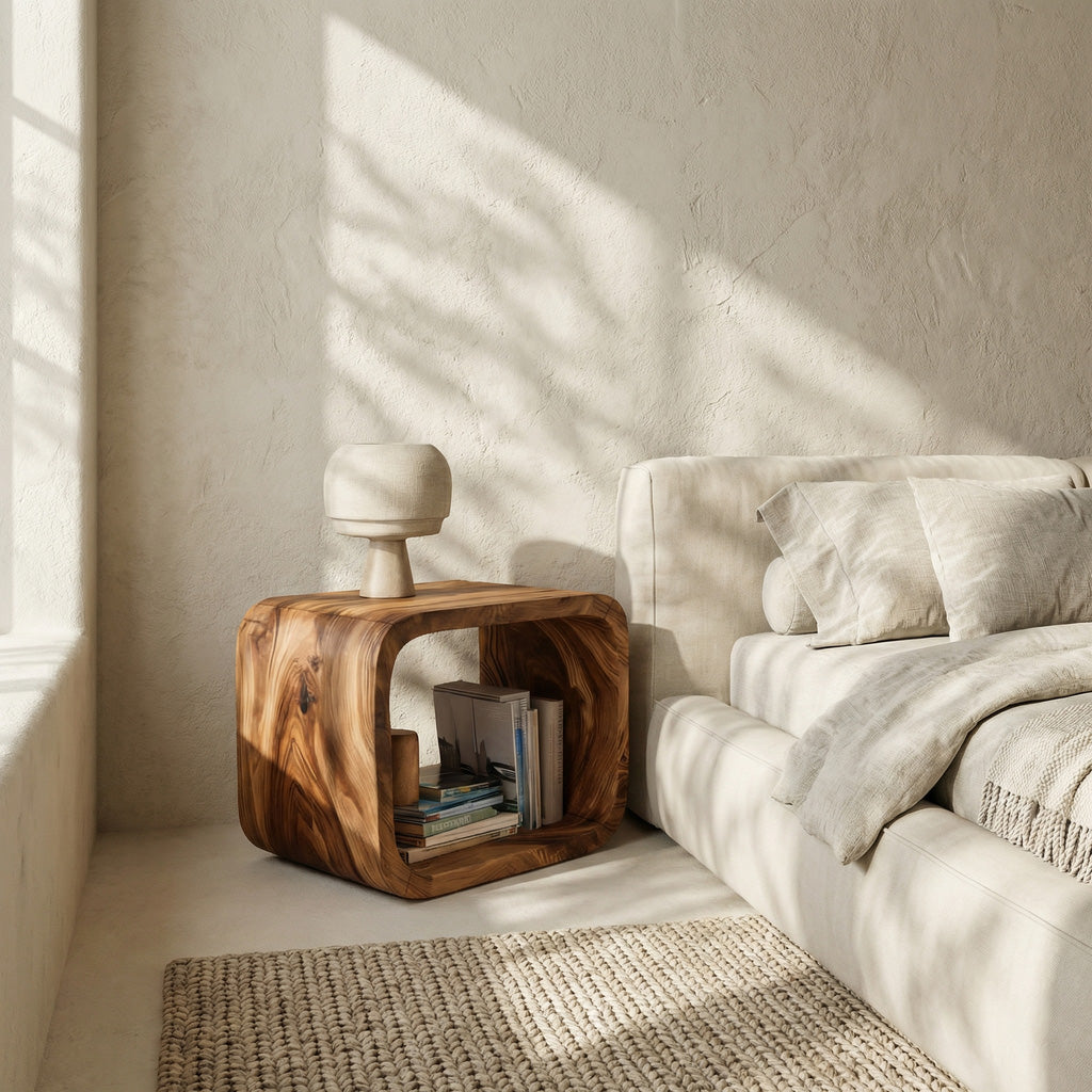 Scandinavian Wood Nightstand For Bedroom Decor