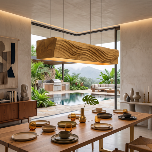 Artistic Wooden Pendant Light For Dining Room