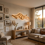 Artistic Wood LED Wall Sculpture With Sculptural Form For Bedroom
