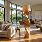 Mid Century Wood Floor Lamp Twisted Body Design For Home