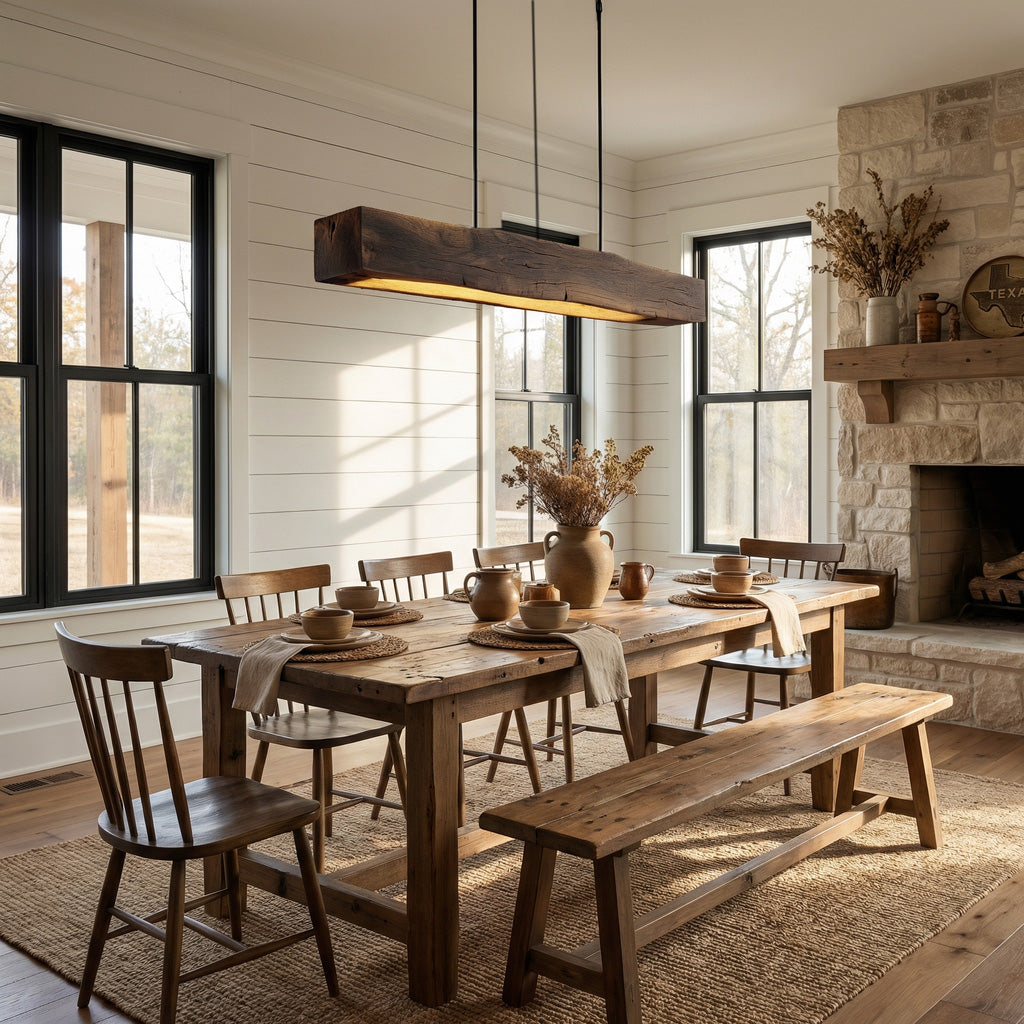 Modern Wooden Beam Pendant Light For Modern Dining Room