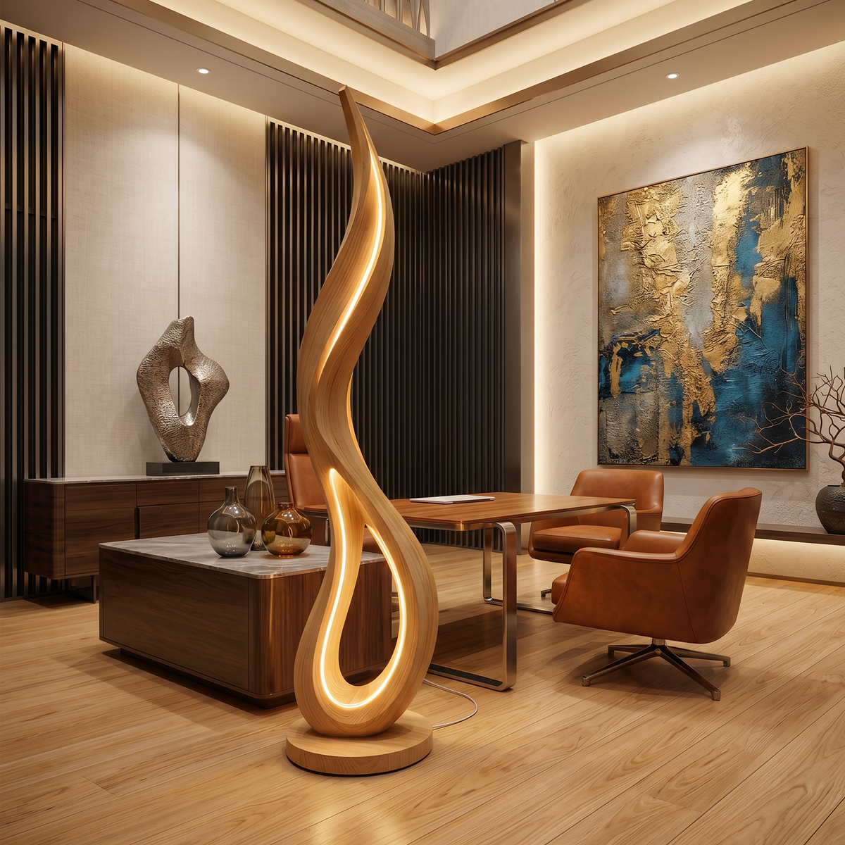 Contemporary Dancing Flame Floor Lamp For Living Room