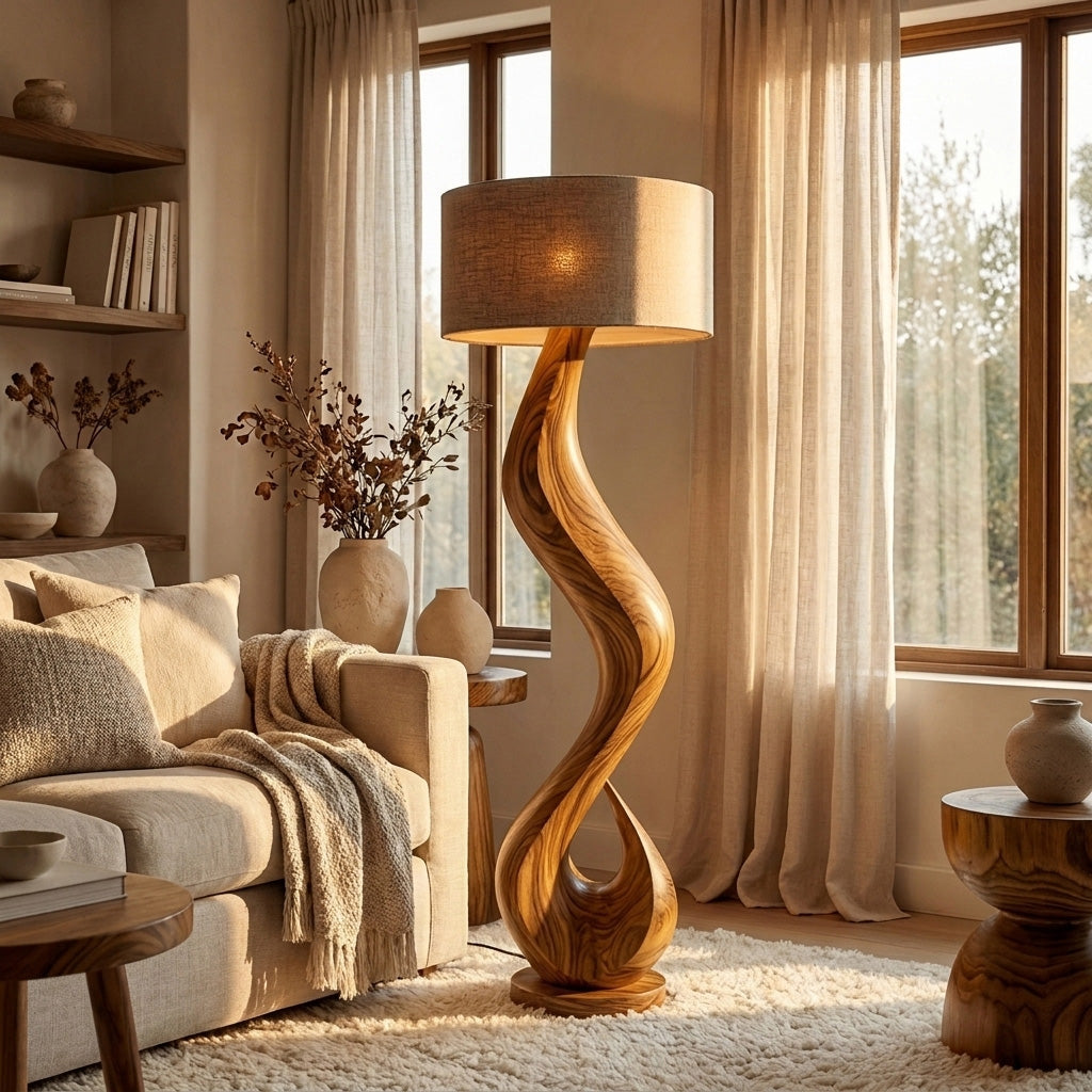 Modern Floor Lamp With Flowing Form For Living Room Corner