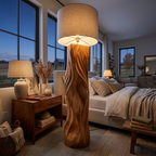 Contemporary Wood Floor Lamp Sculptural Design For Home Lobby