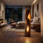 Handcrafted Wooden Floor Lamp With Multi Hollow For Home Decor