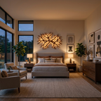 Organic Wooden LED Wall Sculpture With Branch Shape For Rustic Bedroom