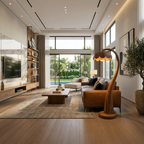 Wooden Floor Lamp With Flower-shaped Lampshade For Bedroom